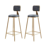 Grey Modern Gold Iron Velvet Tall Bar Stool with Cushion Image - 23