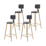 Grey Modern Gold Iron Velvet Tall Bar Stool with Cushion Image - 24