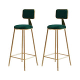 Grey Modern Gold Iron Velvet Tall Bar Stool with Cushion Image - 26