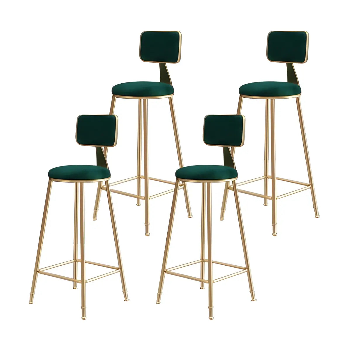 Grey Modern Gold Iron Velvet Tall Bar Stool with Cushion Image - 27