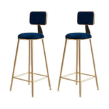 Grey Modern Gold Iron Velvet Tall Bar Stool with Cushion Image - 29