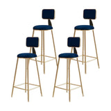 Grey Modern Gold Iron Velvet Tall Bar Stool with Cushion Image - 30