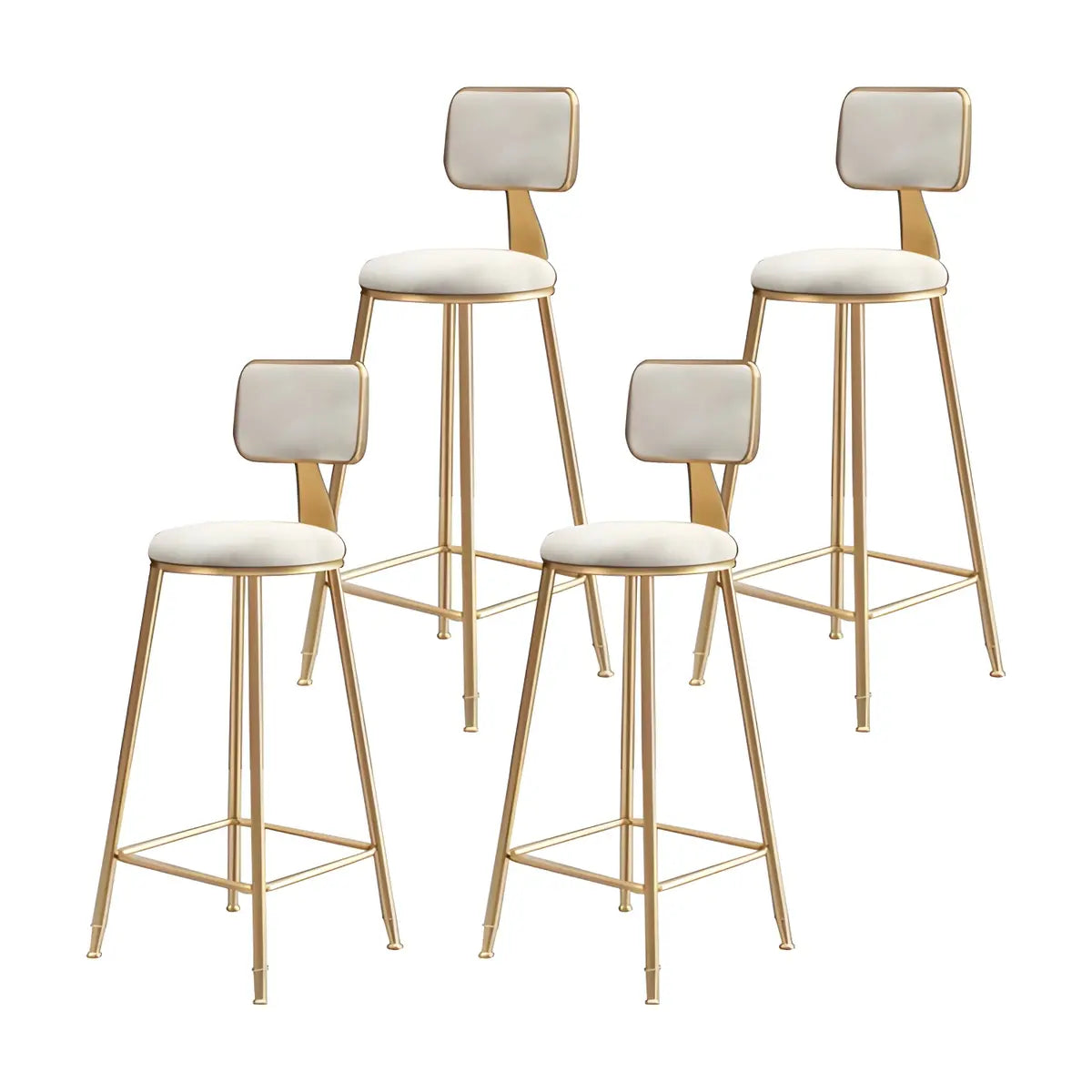 Grey Modern Gold Iron Velvet Tall Bar Stool with Cushion Image - 33