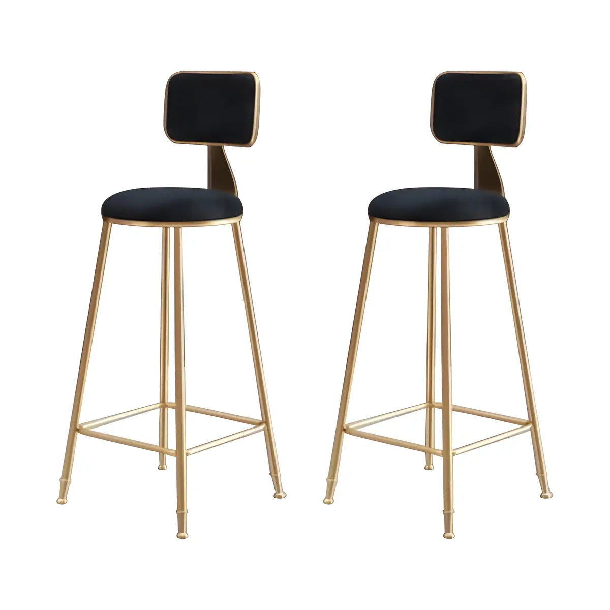 Grey Modern Gold Iron Velvet Tall Bar Stool with Cushion Image - 35