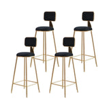 Grey Modern Gold Iron Velvet Tall Bar Stool with Cushion Image - 36