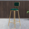 Grey Modern Gold Iron Velvet Tall Bar Stool with Cushion Image - 4