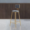 Grey Modern Gold Iron Velvet Tall Bar Stool with Cushion Image - 40