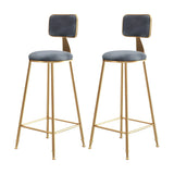 Grey Modern Gold Iron Velvet Tall Bar Stool with Cushion Image - 41