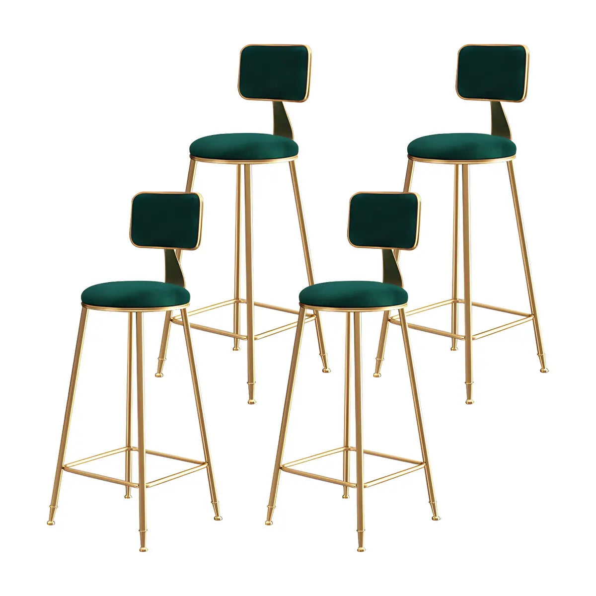 Grey Modern Gold Iron Velvet Tall Bar Stool with Cushion Image - 44