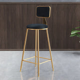 Grey Modern Gold Iron Velvet Tall Bar Stool with Cushion Image - 45