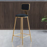 Grey Modern Gold Iron Velvet Tall Bar Stool with Cushion Image - 45