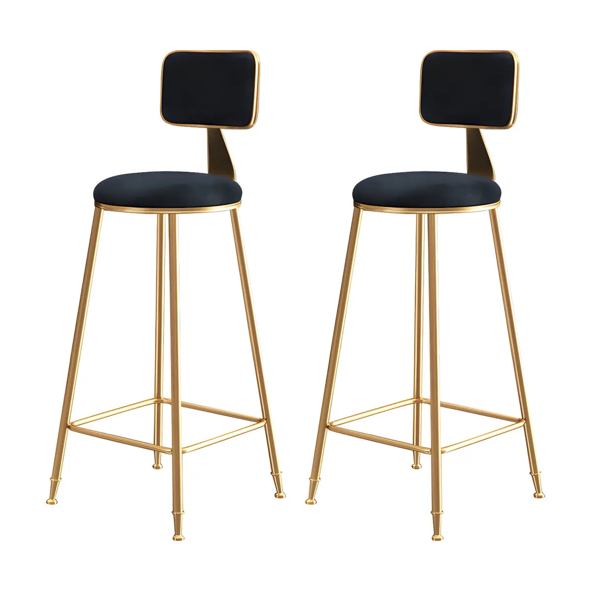 Grey Modern Gold Iron Velvet Tall Bar Stool with Cushion Image - 46