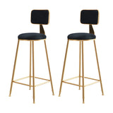 Grey Modern Gold Iron Velvet Tall Bar Stool with Cushion Image - 46