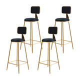 Grey Modern Gold Iron Velvet Tall Bar Stool with Cushion Image - 47