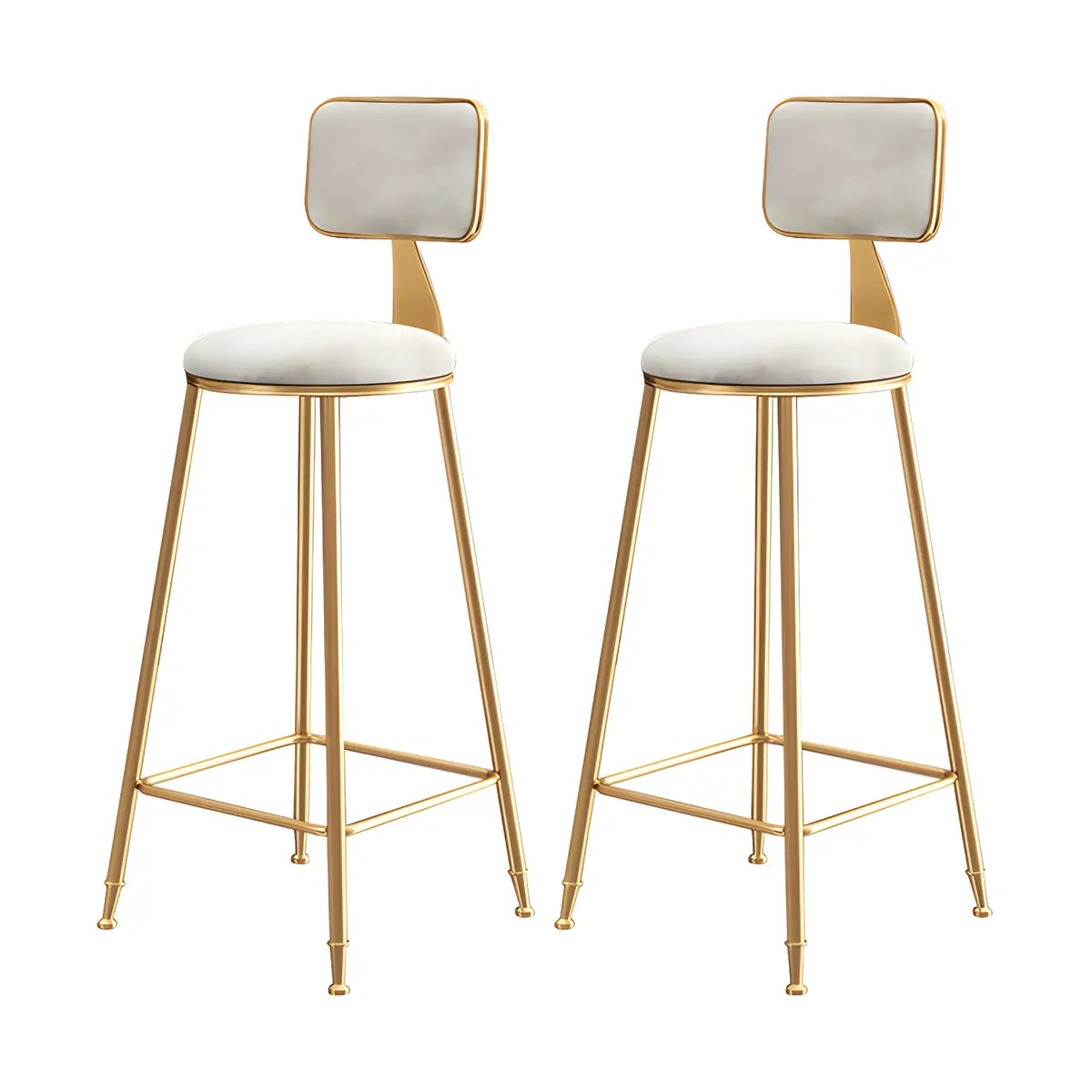 Grey Modern Gold Iron Velvet Tall Bar Stool with Cushion Image - 49