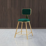 Grey Modern Gold Iron Velvet Tall Bar Stool with Cushion Image - 5