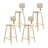 Grey Modern Gold Iron Velvet Tall Bar Stool with Cushion Image - 50