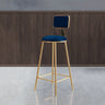 Grey Modern Gold Iron Velvet Tall Bar Stool with Cushion Image - 54