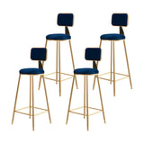 Grey Modern Gold Iron Velvet Tall Bar Stool with Cushion Image - 56