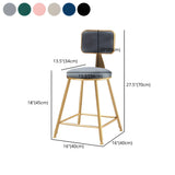 Grey Modern Gold Iron Velvet Tall Bar Stool with Cushion #size