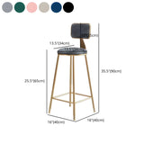 Grey Modern Gold Iron Velvet Tall Bar Stool with Cushion Image - 58