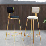 Grey Modern Gold Iron Velvet Tall Bar Stool with Cushion Image - 7