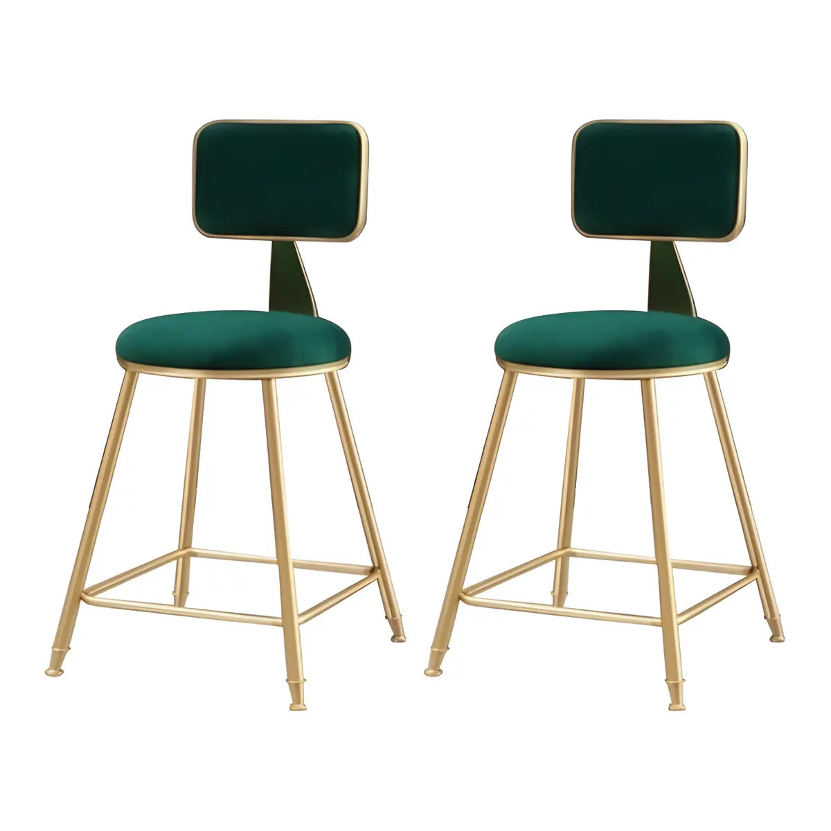 Grey Modern Gold Iron Velvet Tall Bar Stool with Cushion Image - 8