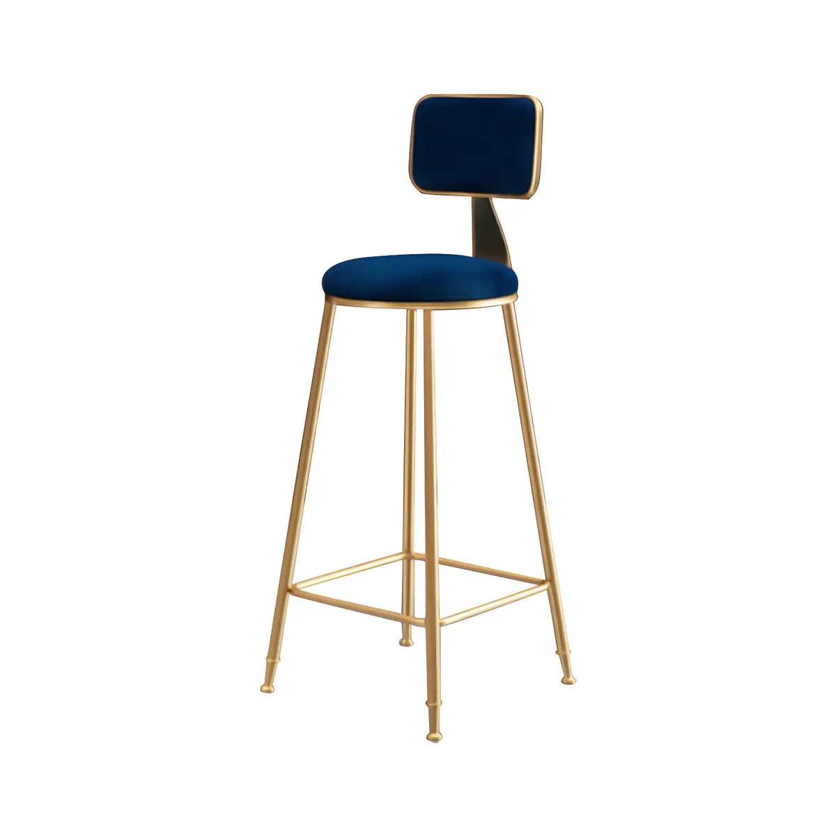 Grey Modern Gold Iron Velvet Tall Bar Stool with Cushion Image - 9