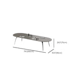 Grey Oval Wooden Long Multi-Person Computer Desk Image - 15