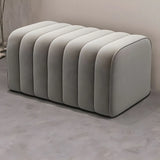 Grey Rectangle Flannel Upholstered Large Ottoman Bench Image - 6