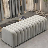 Grey Rectangle Flannel Upholstered Large Ottoman Bench Image - 8