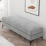 Grey Rectangle Footstool Flannel Metal Large Ottoman Image - 1