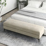 Grey Rectangle Footstool Flannel Metal Large Ottoman Image - 4