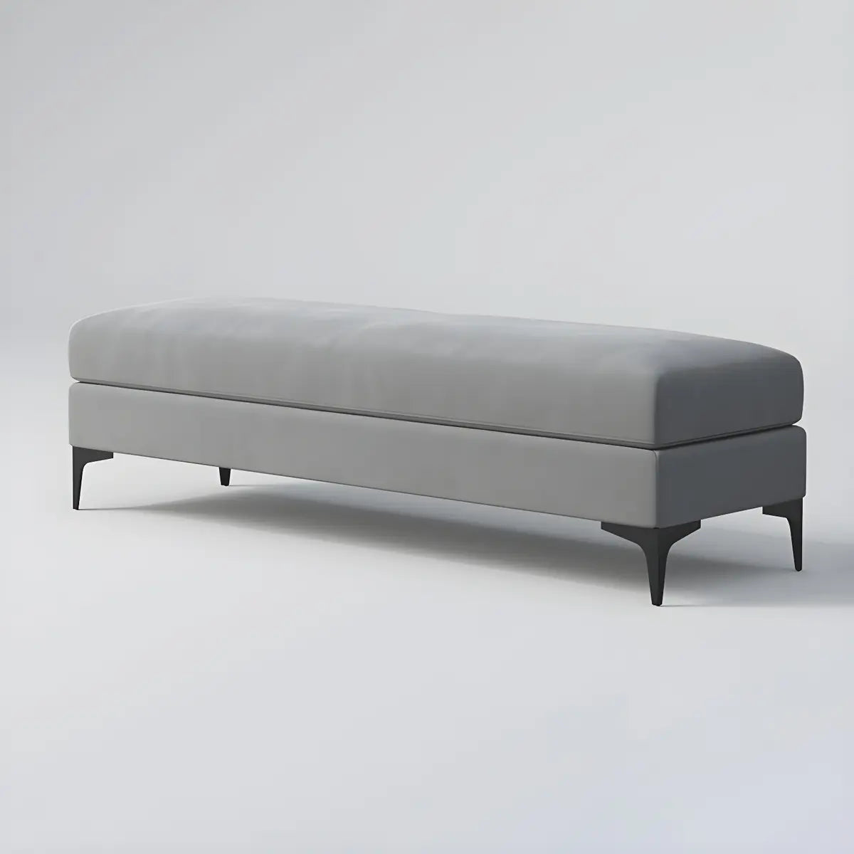 Grey Rectangle Footstool Flannel Metal Large Ottoman Image - 8