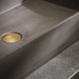 Grey Rectangular Cement Vessel Sink with Shutoff Valve Image - 6