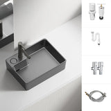 Grey Rectangular Ceramic Left Trapway Bowl Sinks Image - 11