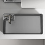 Grey Rectangular Ceramic Left Trapway Bowl Sinks Image - 6