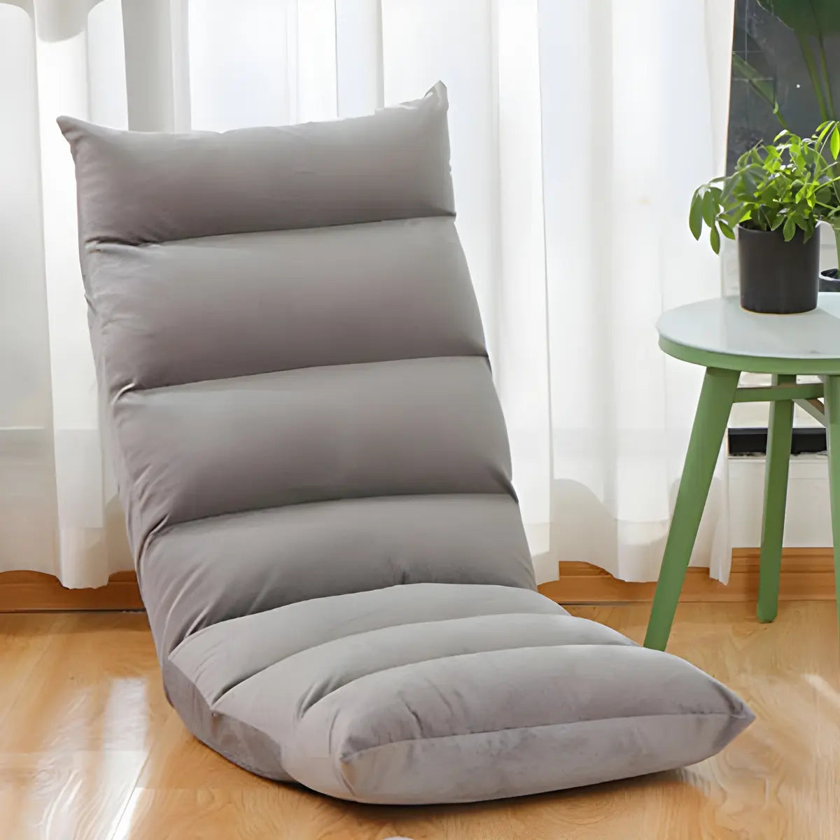 Grey Rectangular Cotton Removable Cover Bean Bag Chair Image - 1