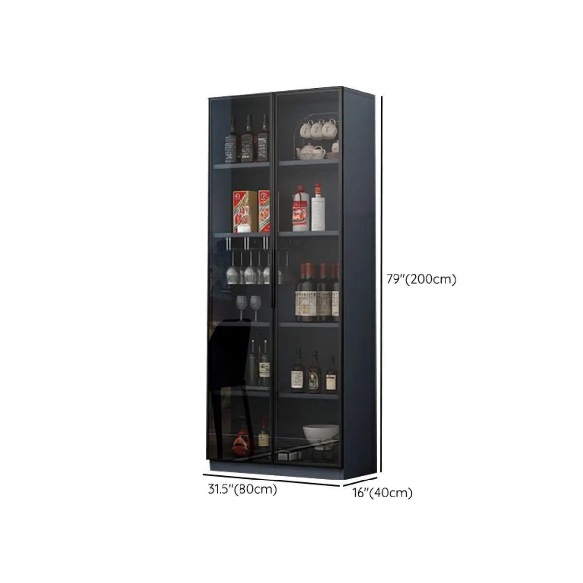 Grey Rectangular Slab Enclosed Display Wine Cabinet Image - 12