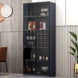 Grey Rectangular Slab Enclosed Display Wine Cabinet Image - 3