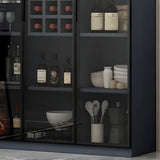 Grey Rectangular Slab Enclosed Display Wine Cabinet Image - 6