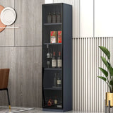 Grey Rectangular Slab Enclosed Display Wine Cabinet Image - 8