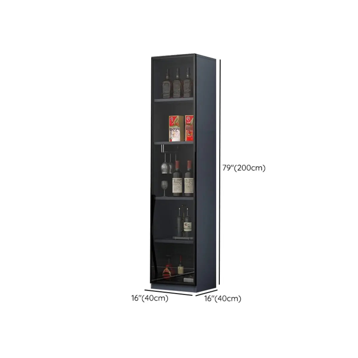 Grey Rectangular Slab Enclosed Display Wine Cabinet 