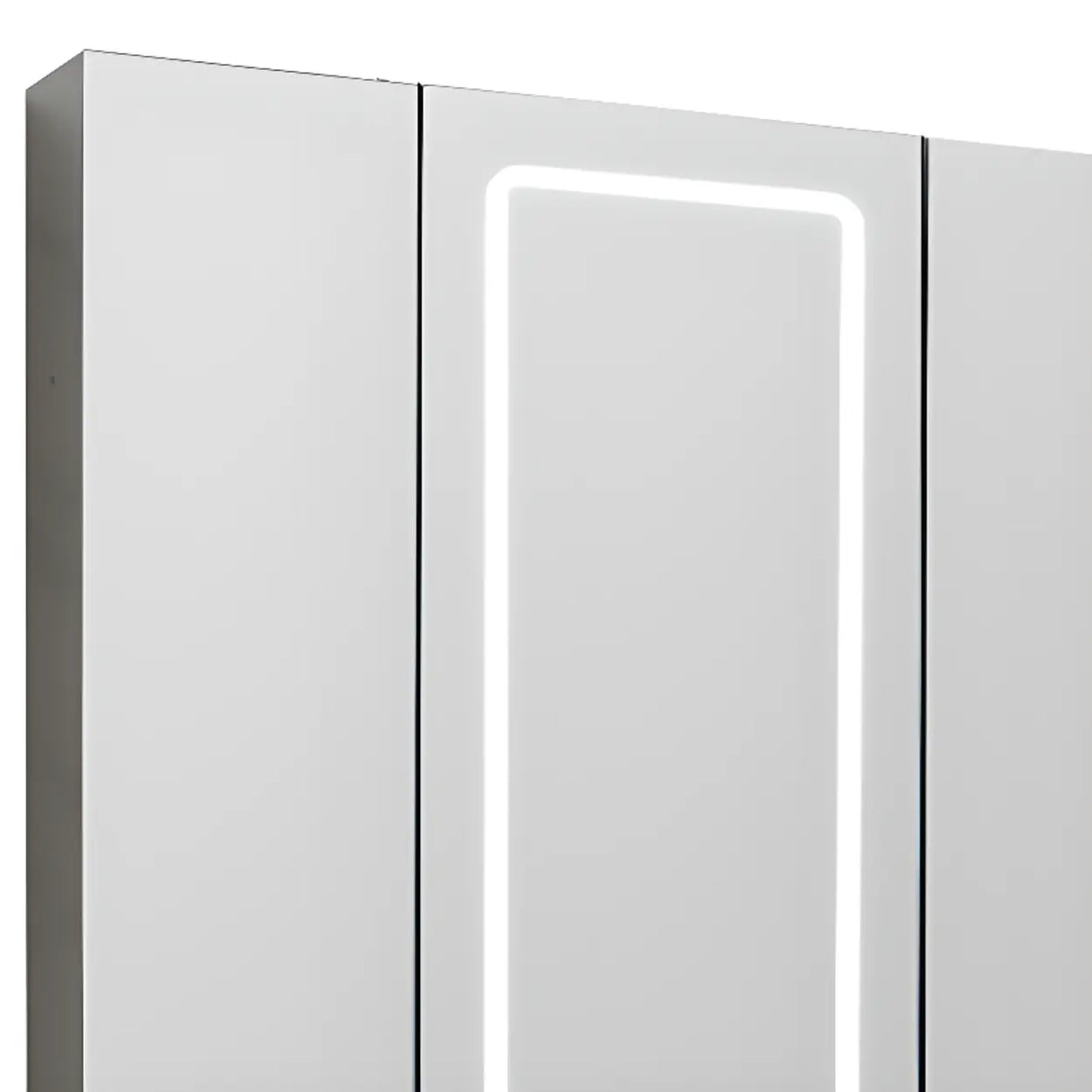 Grey Rectangular Steel LED Medicine Cabinet with Mirror Image - 11