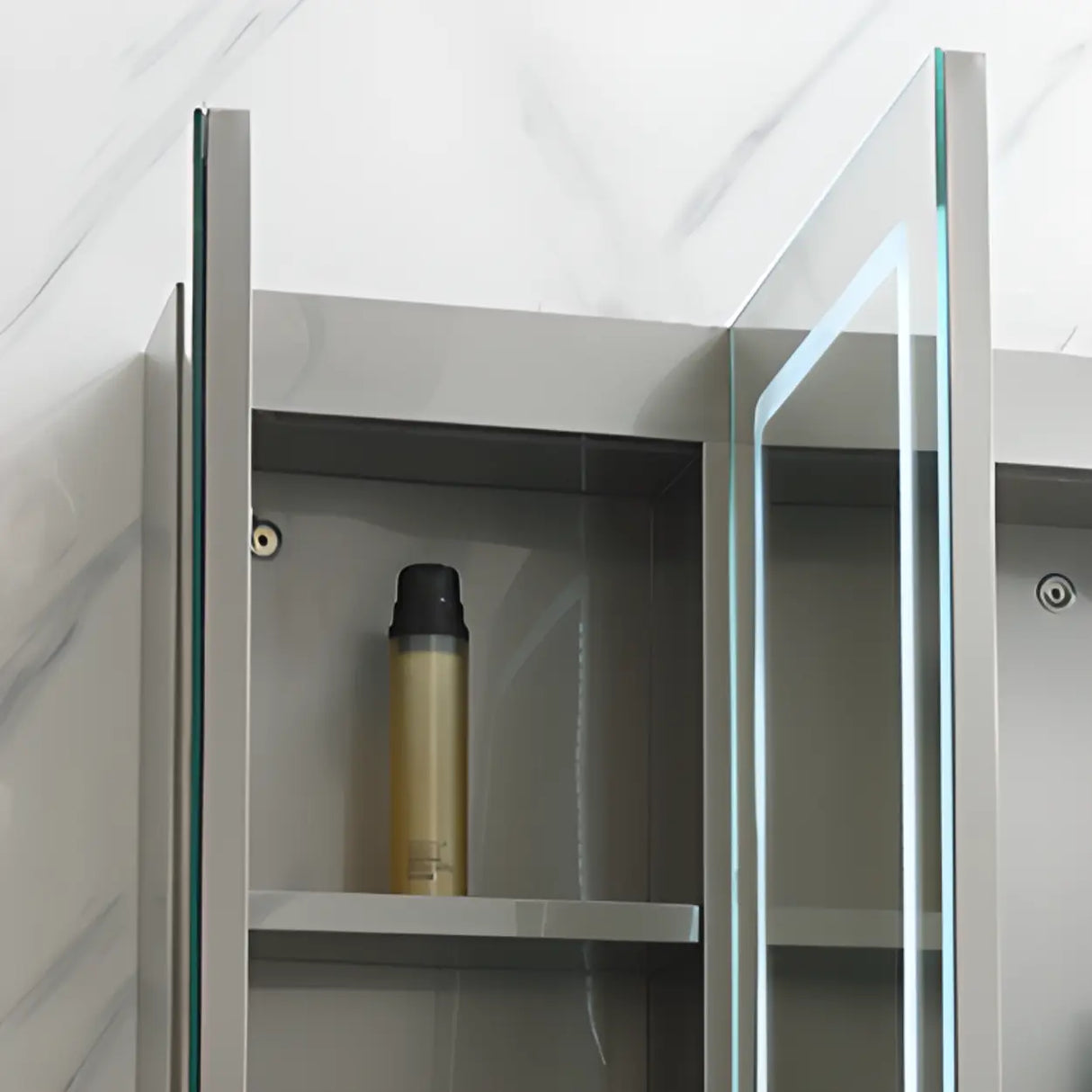 Grey Rectangular Steel LED Medicine Cabinet with Mirror Image - 13