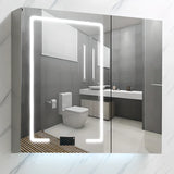 Grey Rectangular Steel LED Medicine Cabinet with Mirror Image - 3