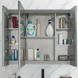 Grey Rectangular Steel LED Medicine Cabinet with Mirror Image - 4