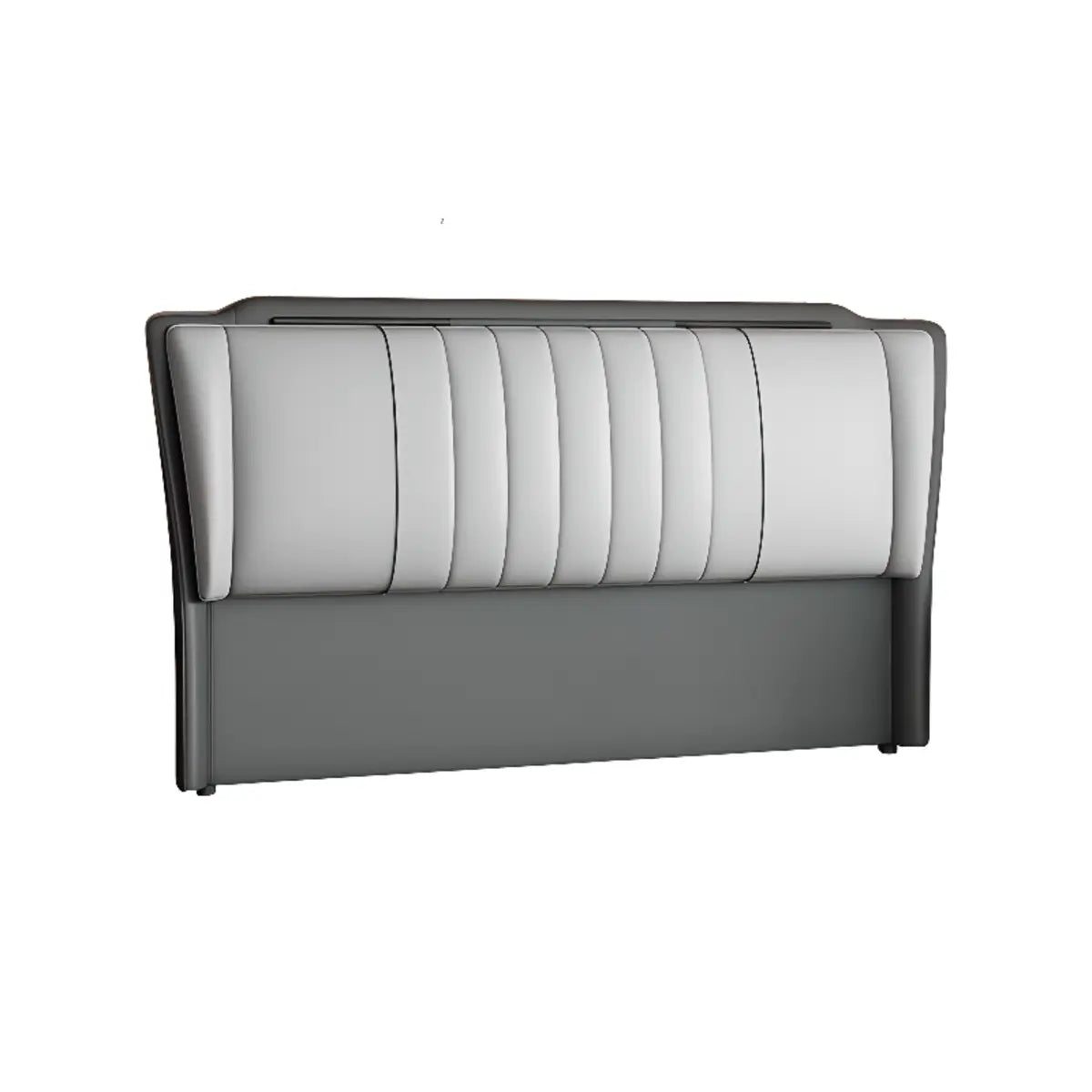 Grey Rectangular Upholstered Full Headboard with Legs Image - 10