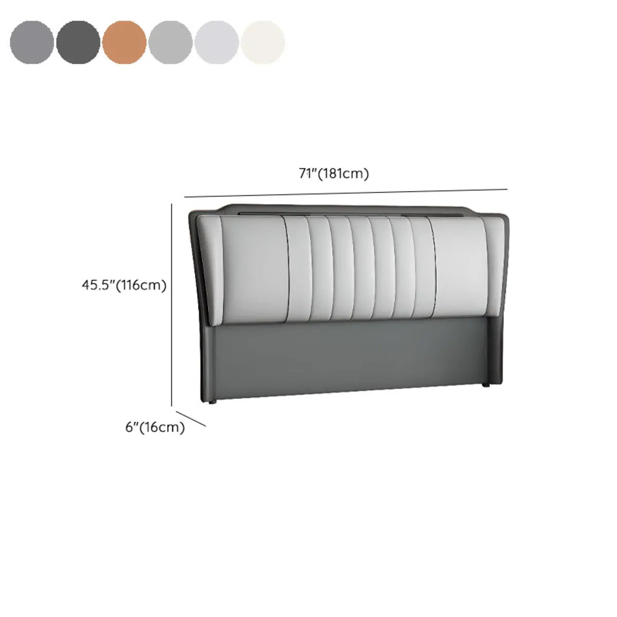 Grey Rectangular Upholstered Full Headboard with Legs 