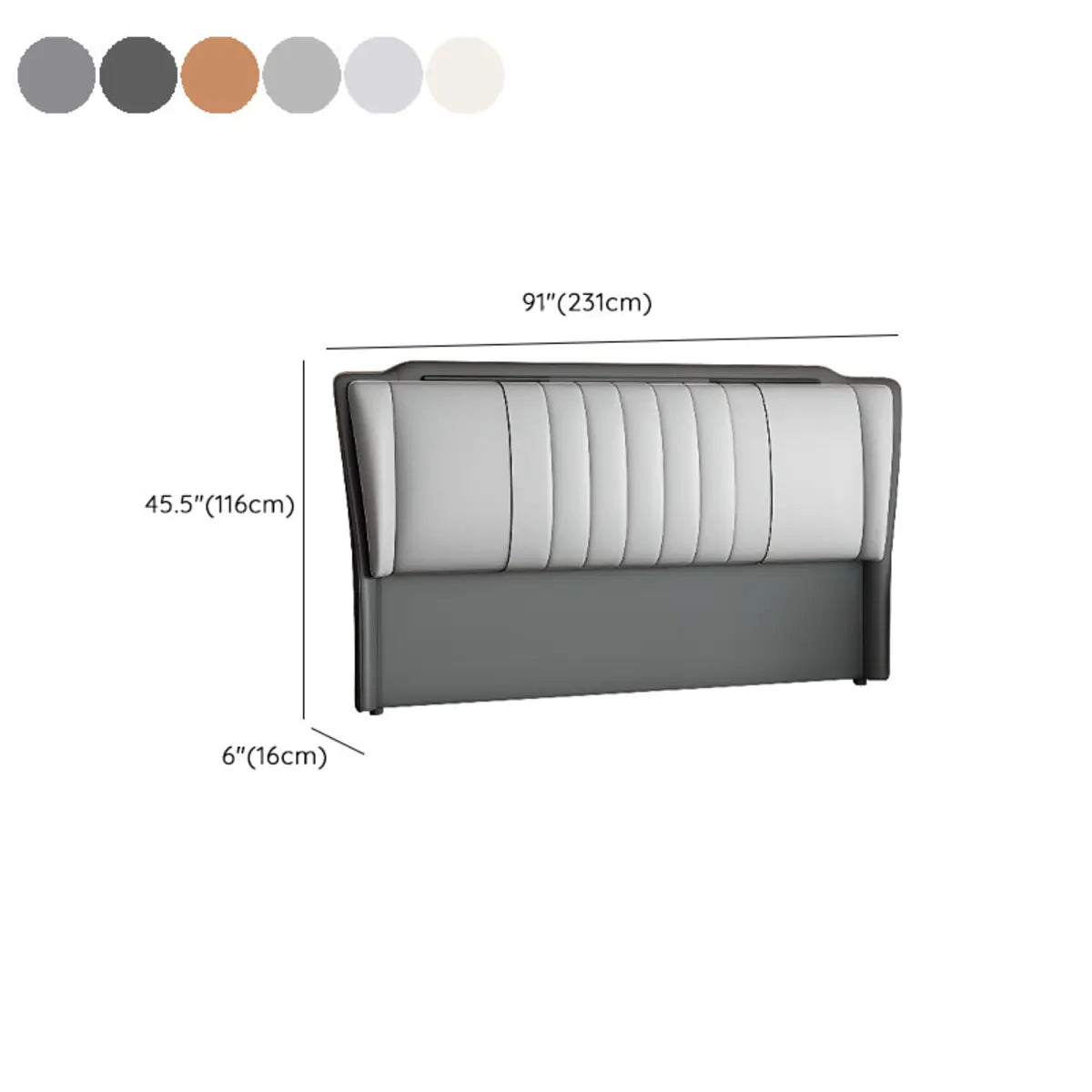 Grey Rectangular Upholstered Full Headboard with Legs Image - 13